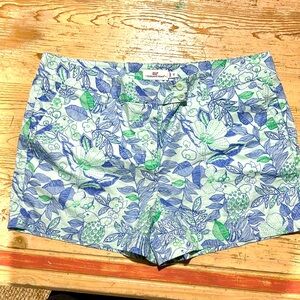 Vineyard vines 3 1/2 inch tropical shorts.